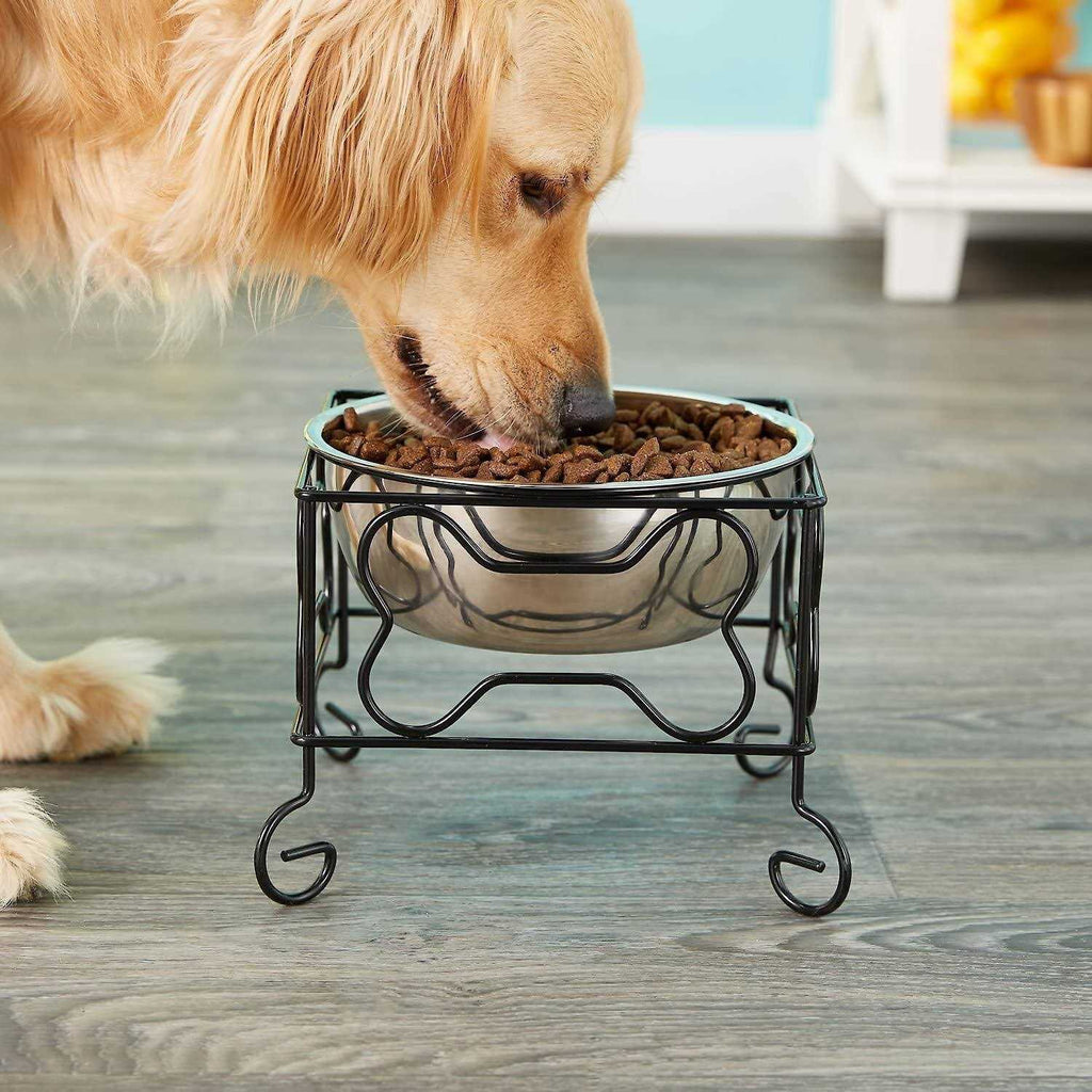 Wrought Iron Stand with Stainless Steel Feeder Bowl D781
