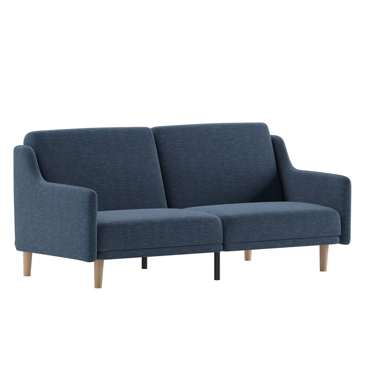 Navy Faux Linen Upholstered Split Back Sofa Futon F715