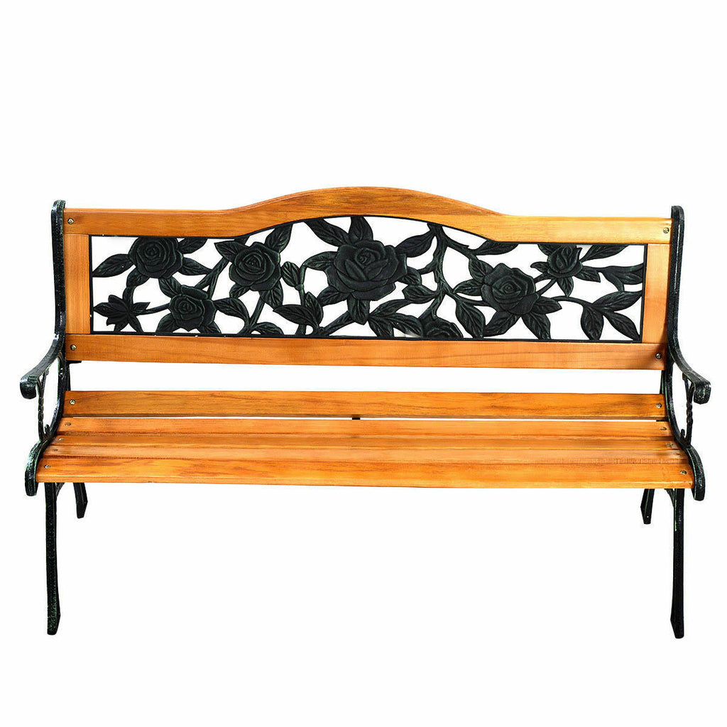 Cast Iron Hardwood Patio Bench Y713