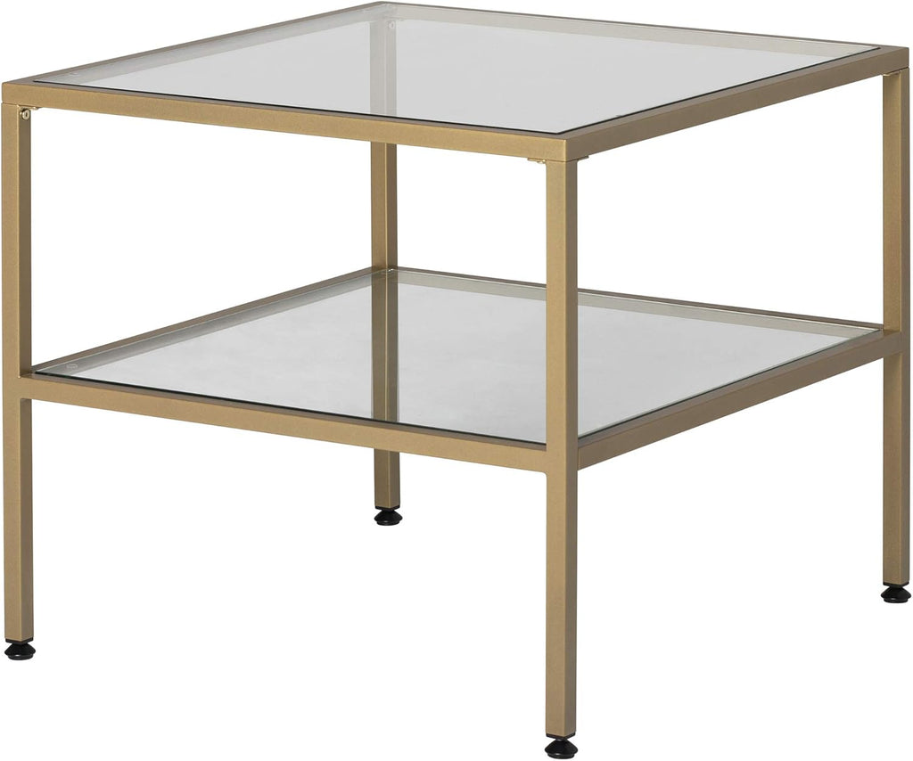 Pewter End Table with Clear Glass U774555