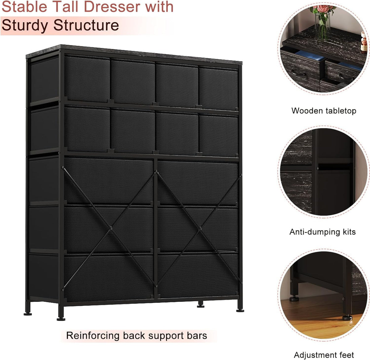 14 Drawer Fabric Storage Dresser C863