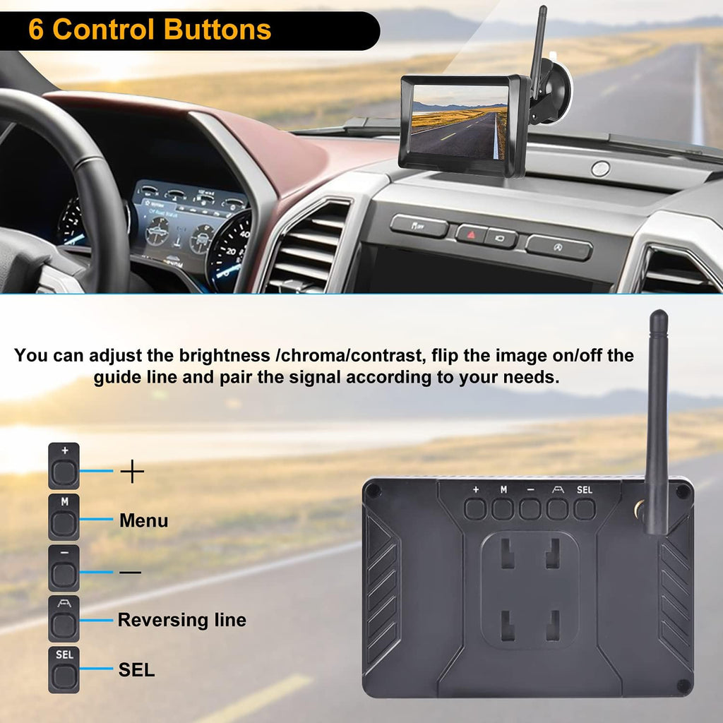 5 Inch Wireless Backup Camera Monitor Kit 1080P HD Waterproof Night Vision Wide Viewing Angle Rear View Camera X4526
