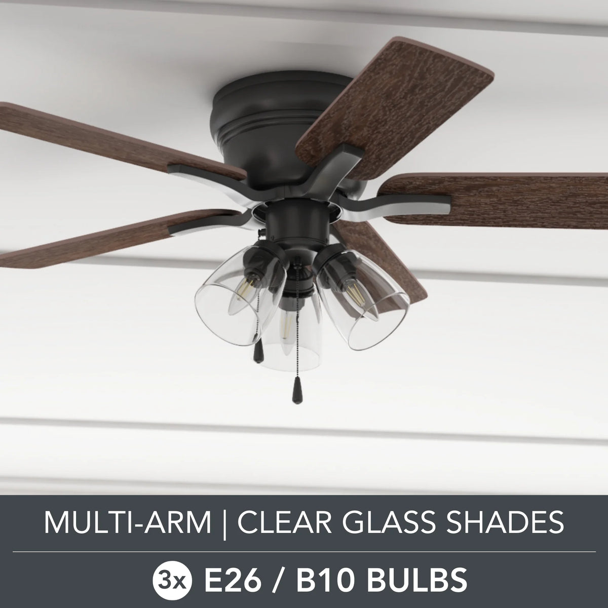 42" Matte Black Indoor Ceiling Fan with Lights W459