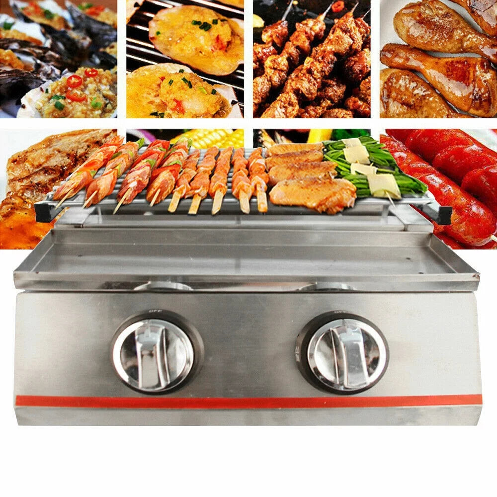 2 Burners Portable Stainless Steel Gas Grill D199674
