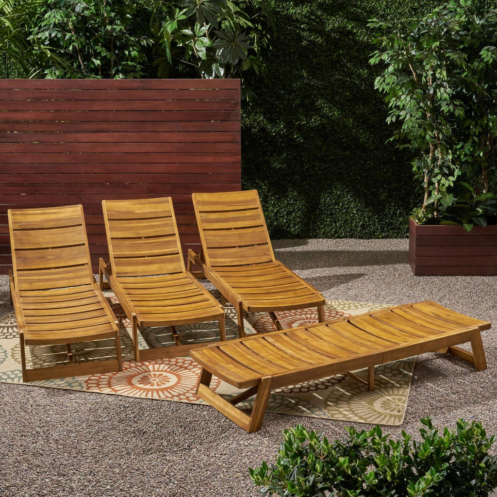 Acacia Wood Chaise Lounge Set of 4 K174
