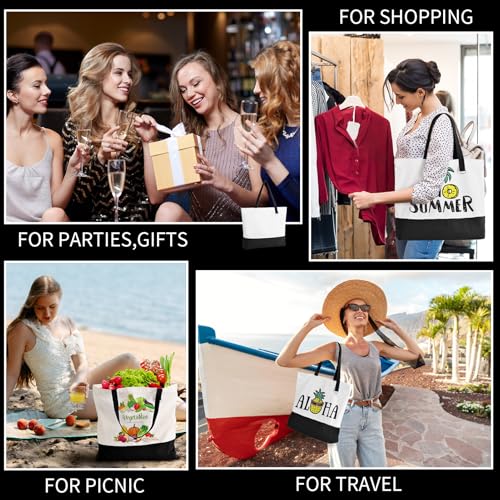 6 Pack Canvas Tote Bags with Zipper M152720