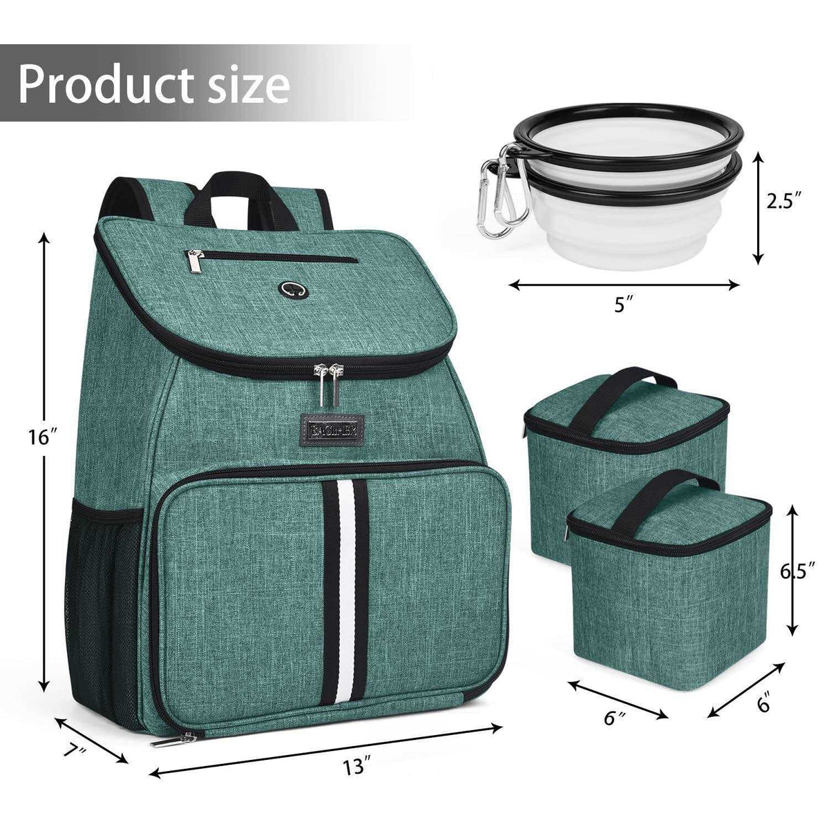 Airline Approved Dog Travel Backpack with 2 Collapsible Bowls and 2 Food Baskets V25520