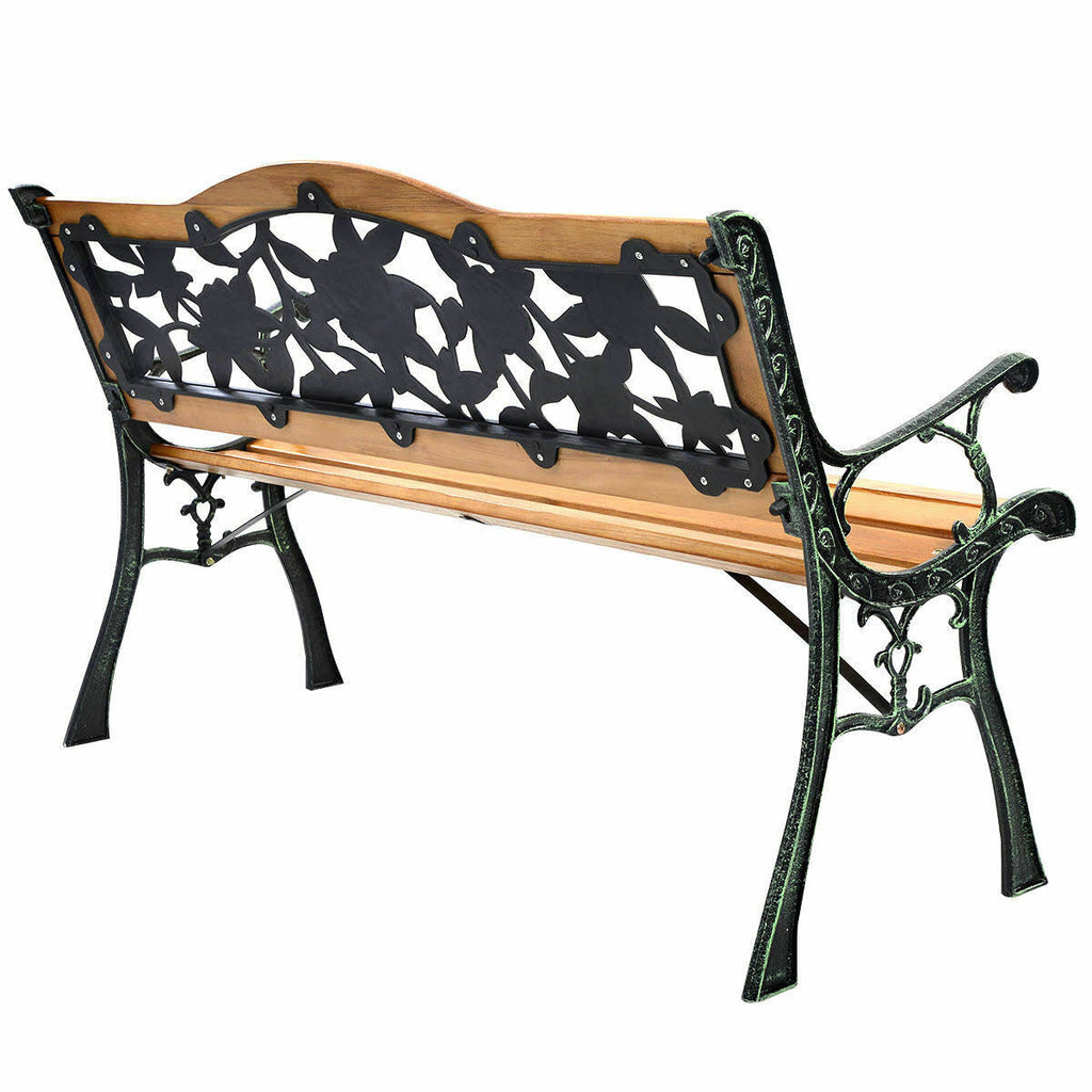 Cast Iron Hardwood Patio Bench Y713