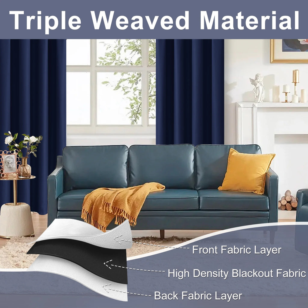 Navy Blue 42 x 63 Inch Blackout Curtains Set of 2 Panels S48392