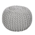 Round Cable Knitted Pouf Ottoman 18”x18”x14” Gray G267