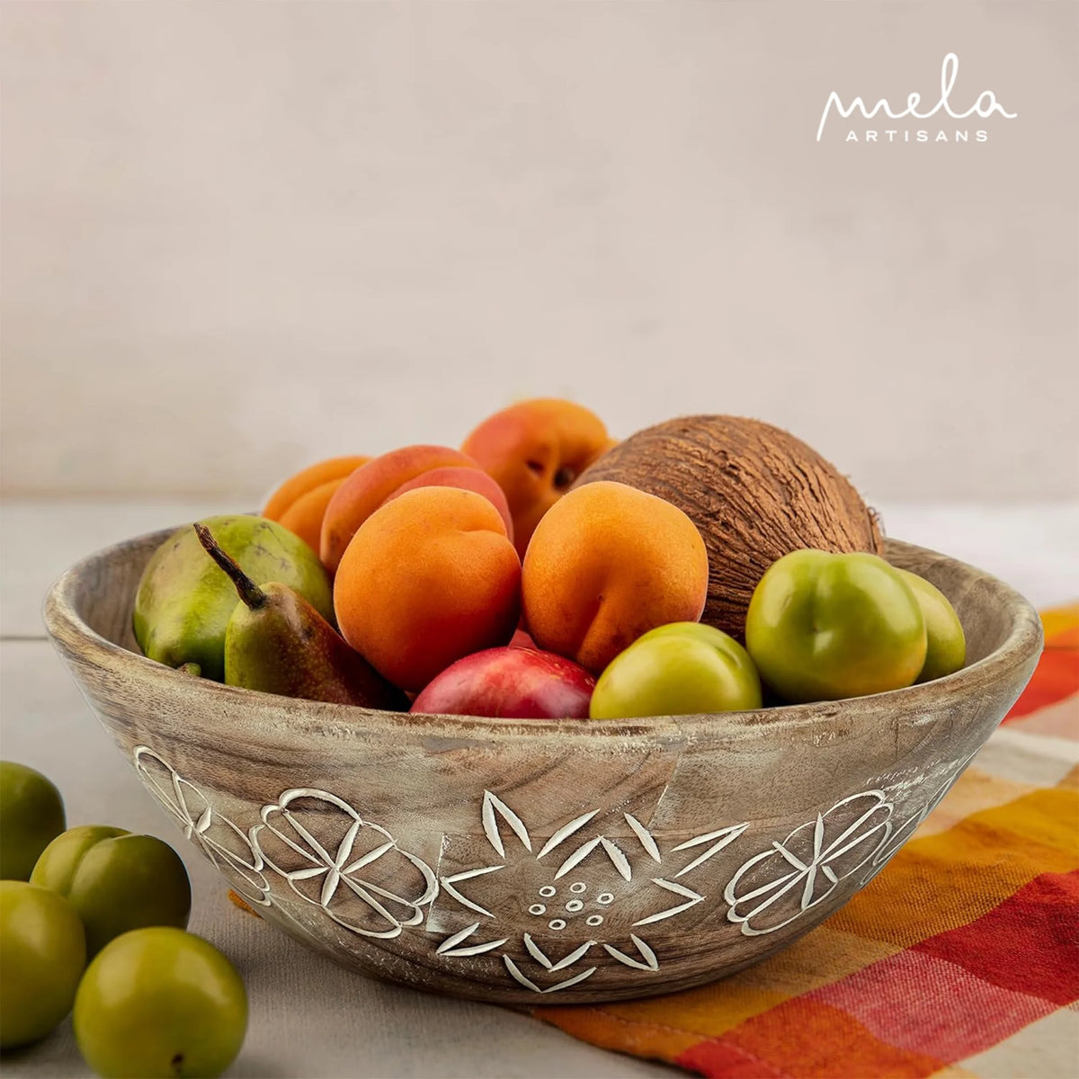 Hand Carved Large Wooden Serving Bowl D911907