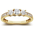 1 Ct 3-Stone Diamond Engagement Ring 10K Yellow Gold X12113