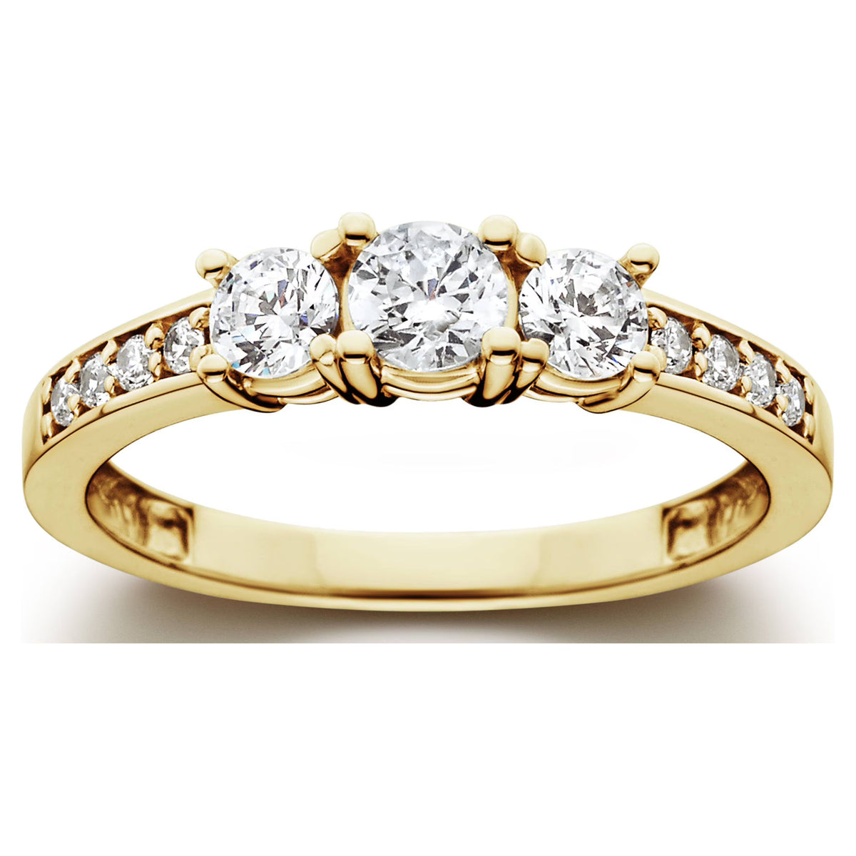1 Ct 3-Stone Diamond Engagement Ring 10K Yellow Gold X12113