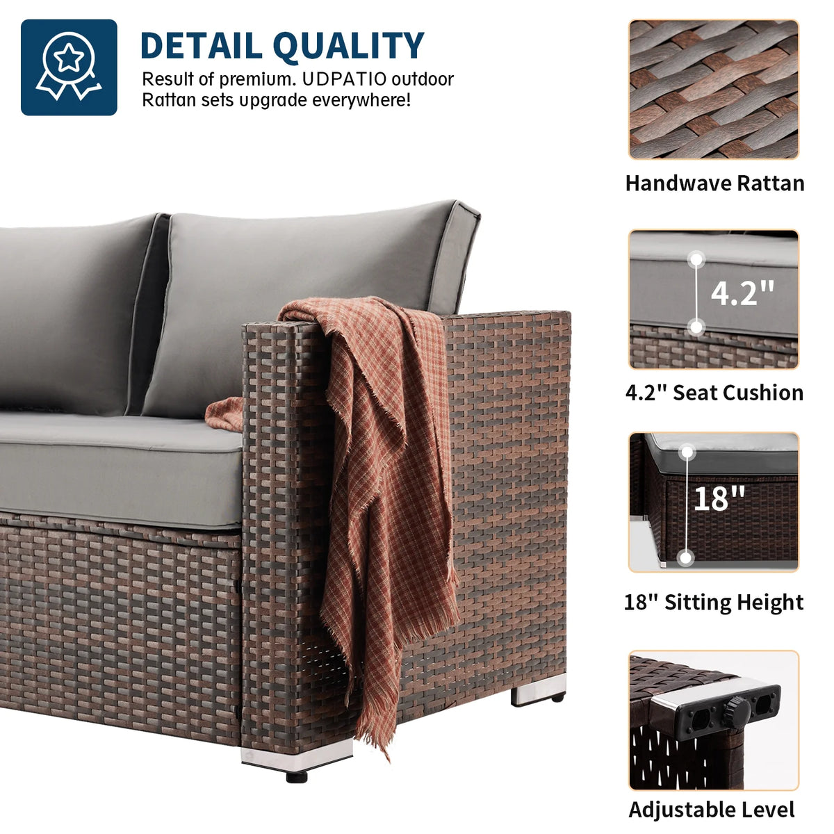 Modular Rattan Wicker 5PCS Patio Sofa Set G69533