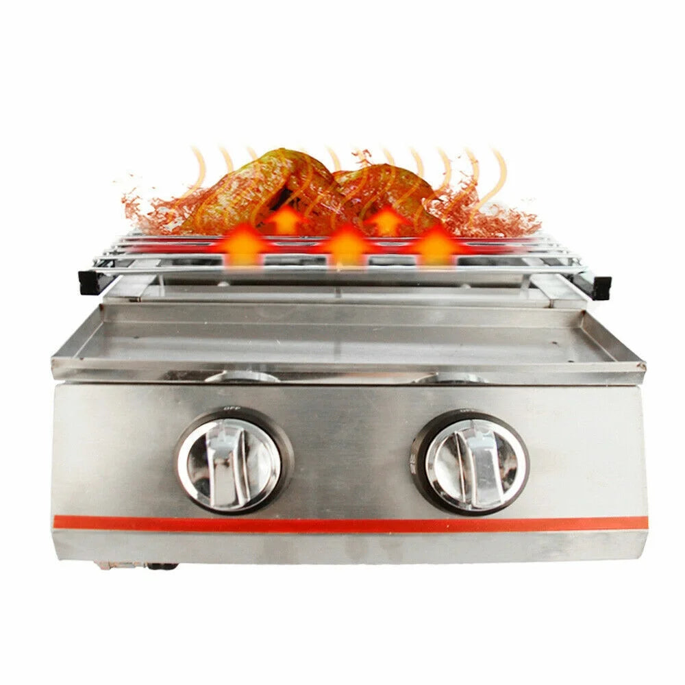 2 Burners Portable Stainless Steel Gas Grill D199674