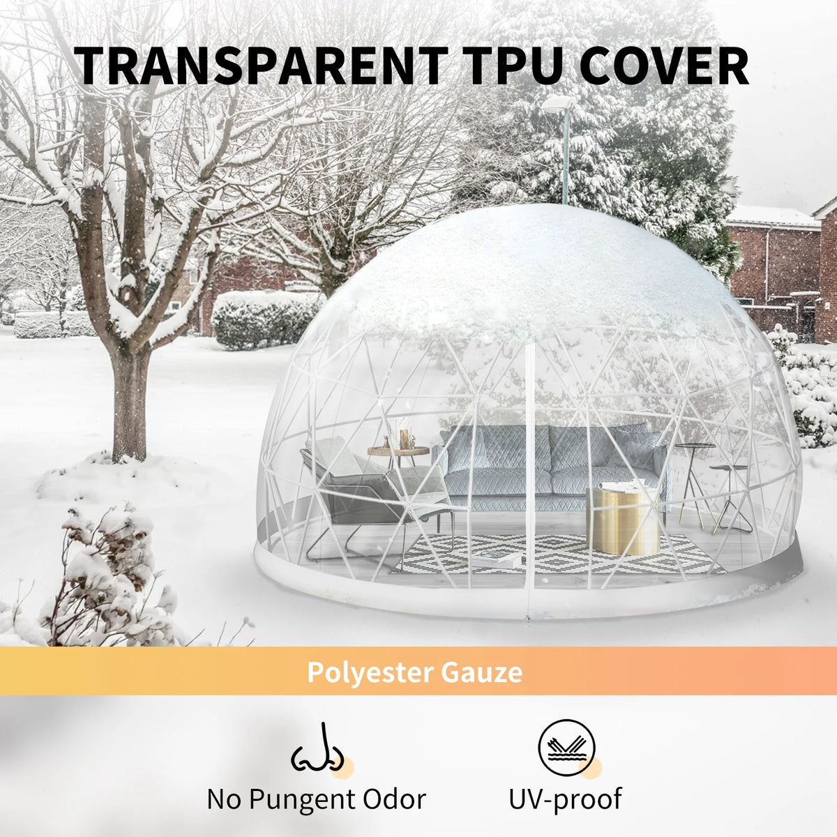 9.5ft PVC Geodesic Dome Bubble Tent with Door and Windows K56372