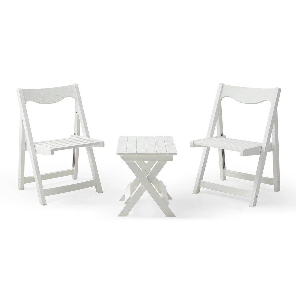 Foldable Small Table and Chair Set with 2 Chairs White Q51491