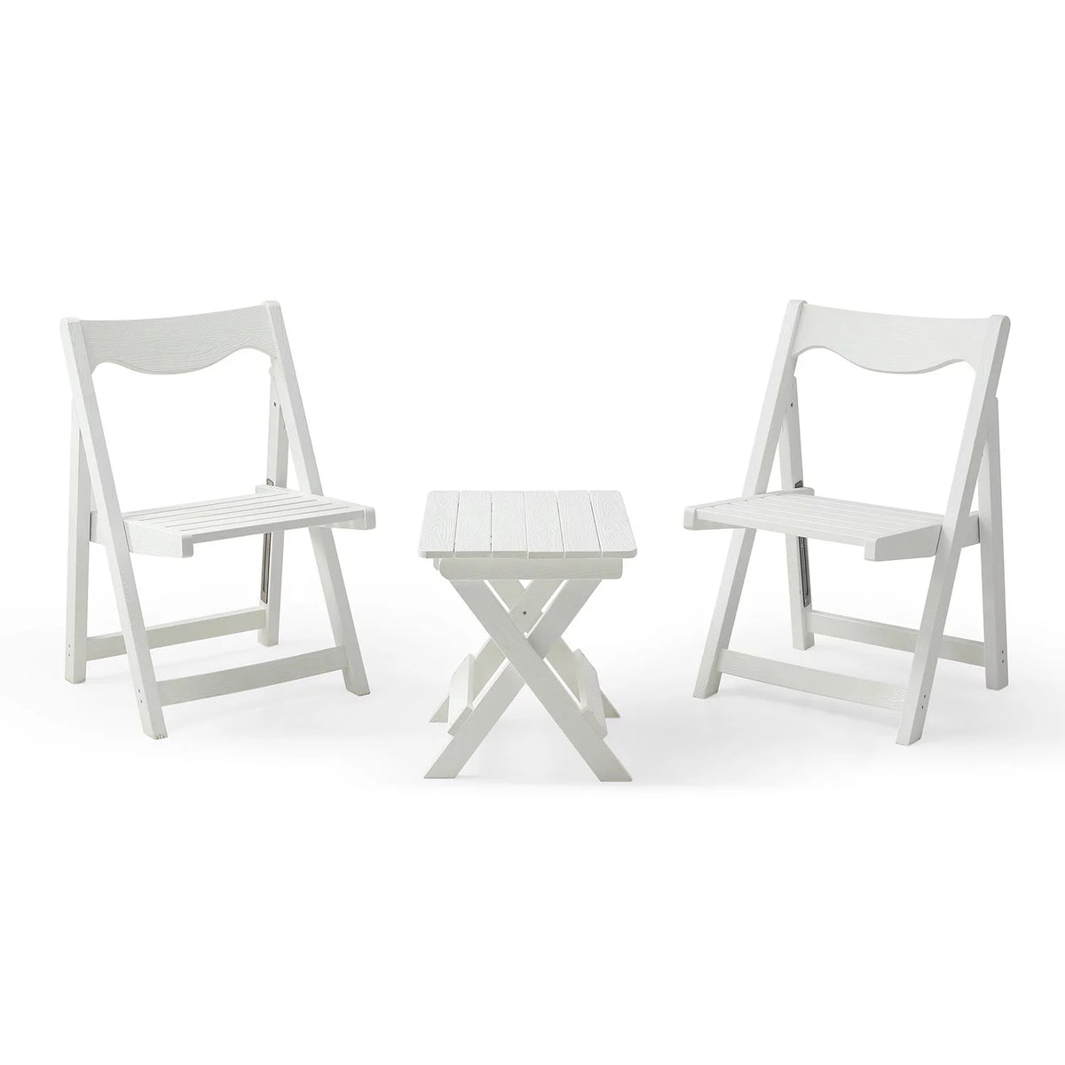 Foldable Small Table and Chair Set with 2 Chairs White Q51491
