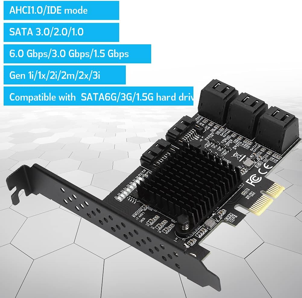8 Ports PCI-E to SATA 3.0 Expansion Card with Driver Disc U93797
