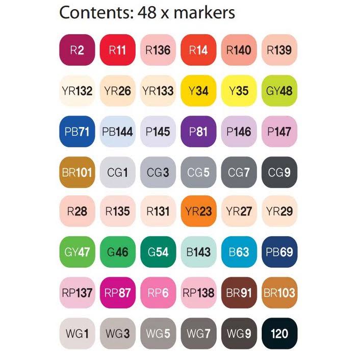 48 Color Twin Brush Marker Set H41170
