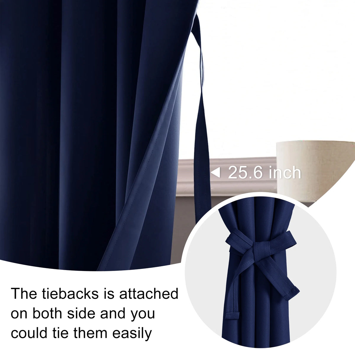 Navy Blue 42 x 63 Inch Blackout Curtains Set of 2 Panels S48392