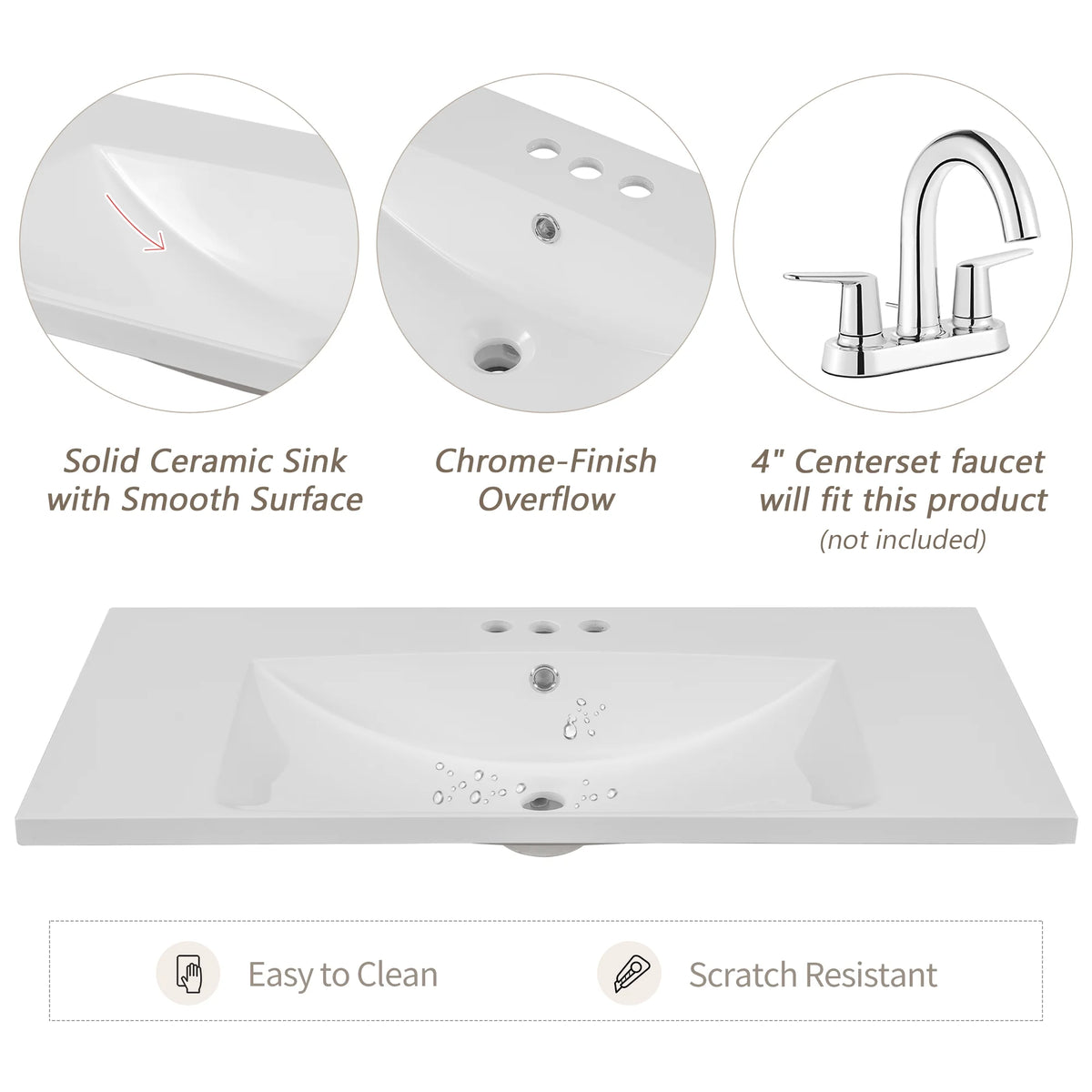 36" Grey Bathroom Vanity with Sink Combo V975