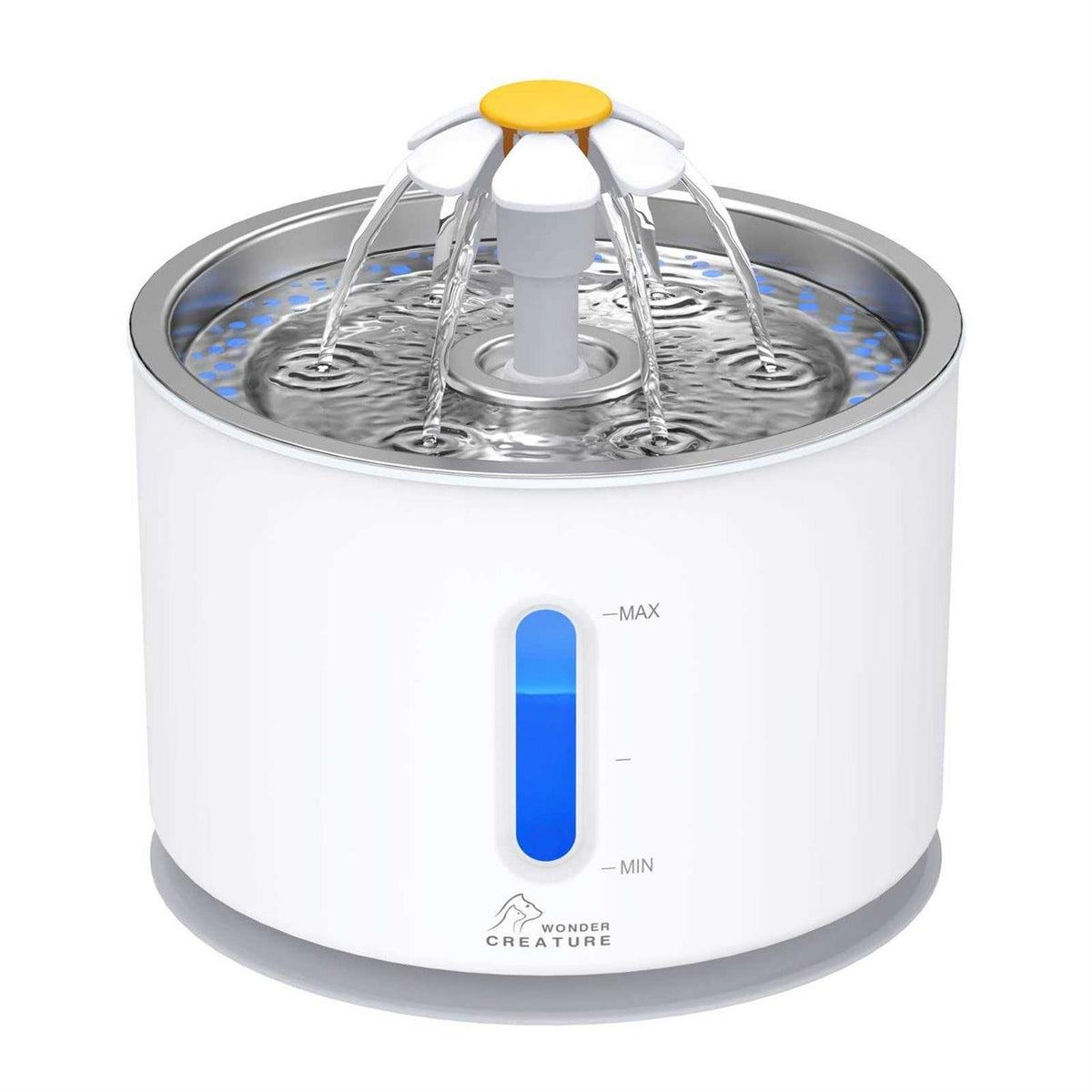 Cat Water Fountain with Stainless Steel Lid, 2.4L Automatic Fountain with LED Light M412