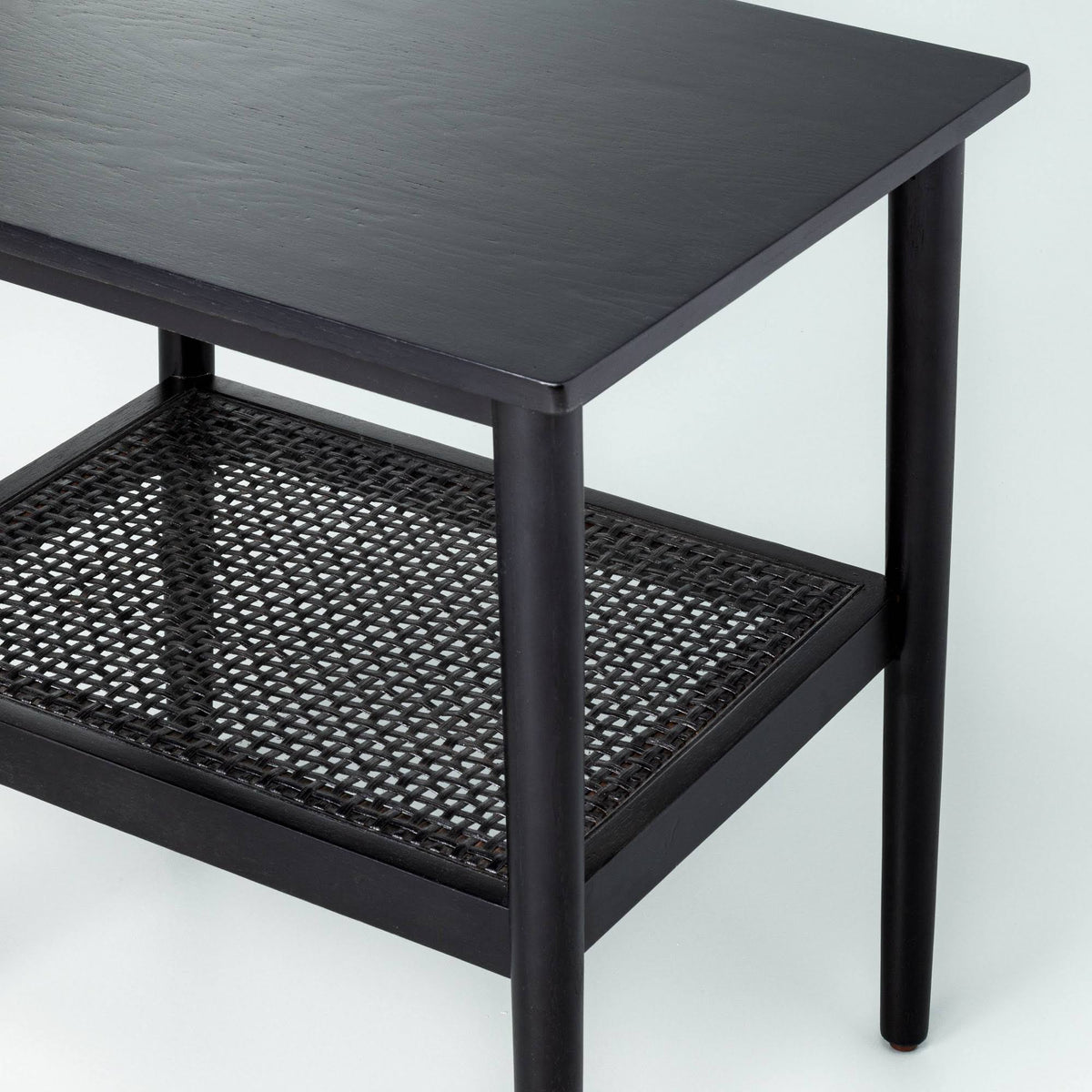 Black Wood & Cane Accent Table S91729