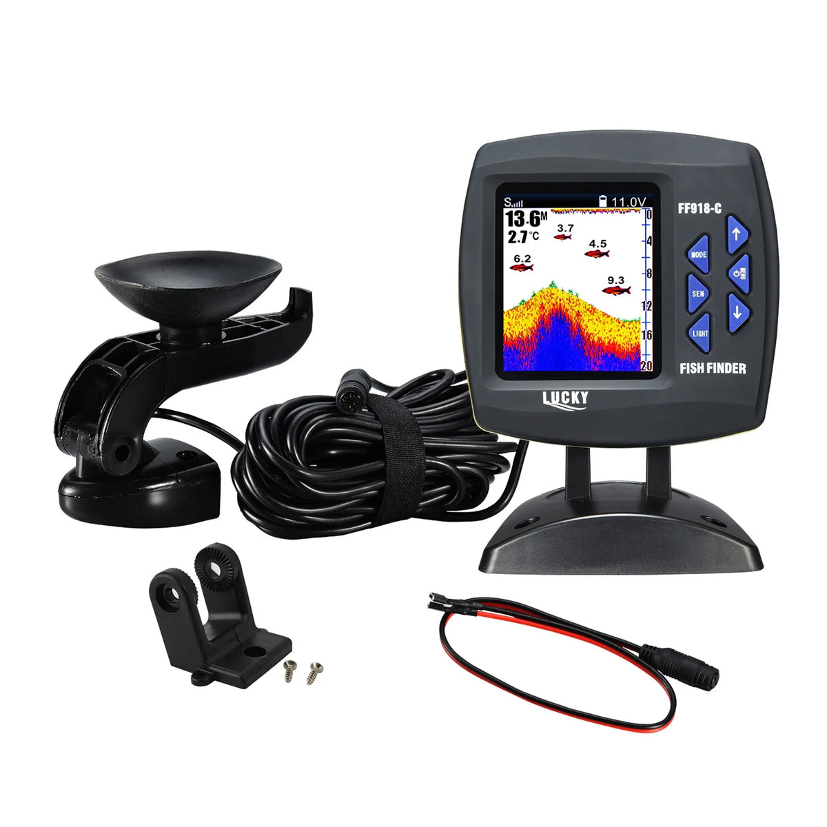 Wired Transducer Fish Finder 45 Degrees Underwater LCD N714392