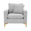 Silver Velvet Upholstered Club Chair with Decorative Pillow V64632