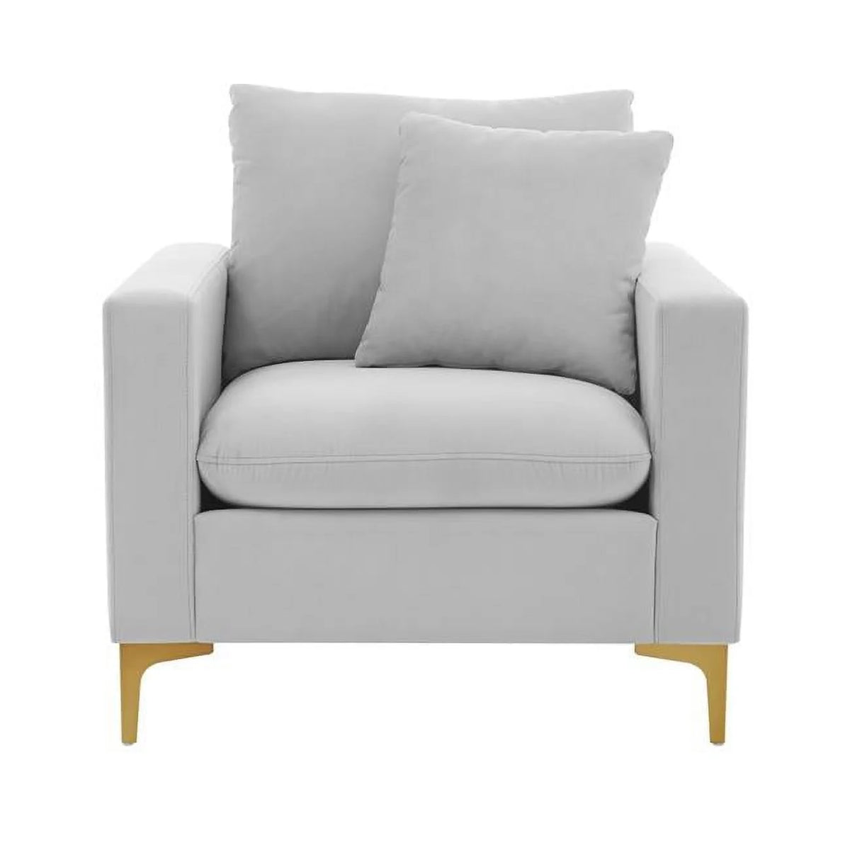 Silver Velvet Upholstered Club Chair with Decorative Pillow V64632