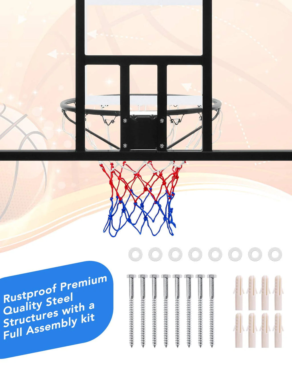 44 Basketball Backboard and Rim Combo R132810