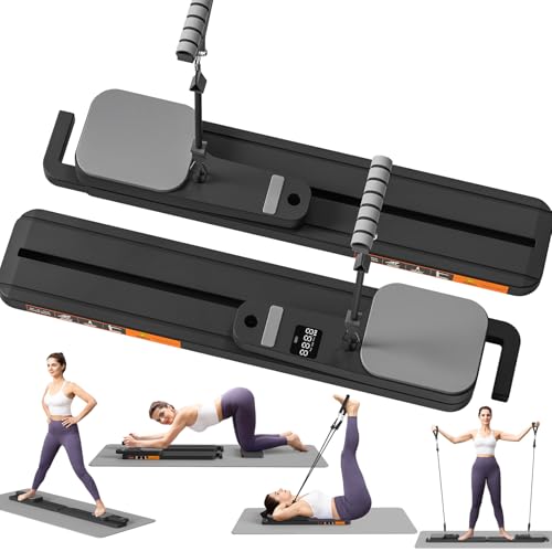 Portable Pilates Reformer Board with Resistance Bands Q9930