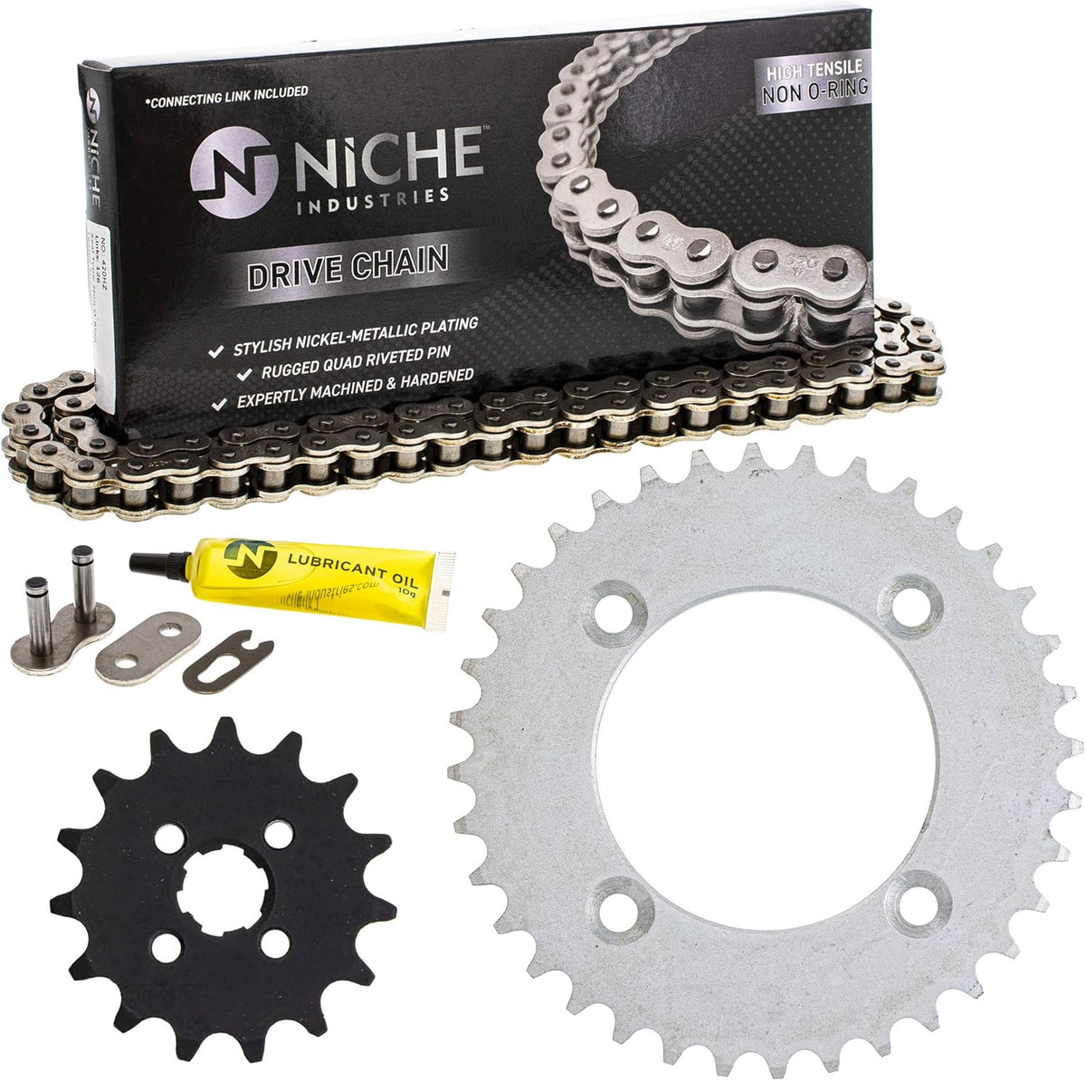 Drive Sprocket Chain Combo Front 15 Rear 36 Tooth 420HZ Standard 86 Links Pack of 2 J4286