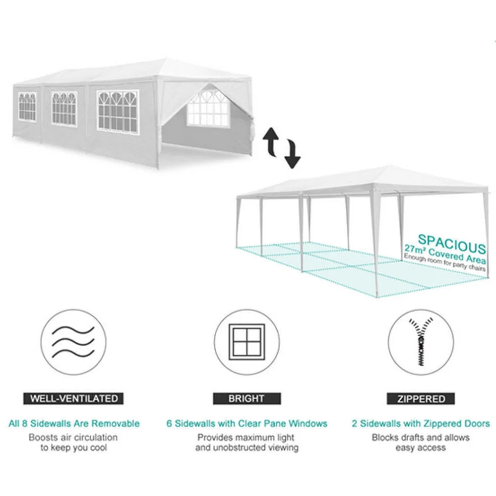 White Outdoor Gazebo Canopy Tent with 8 Removable Walls C52509