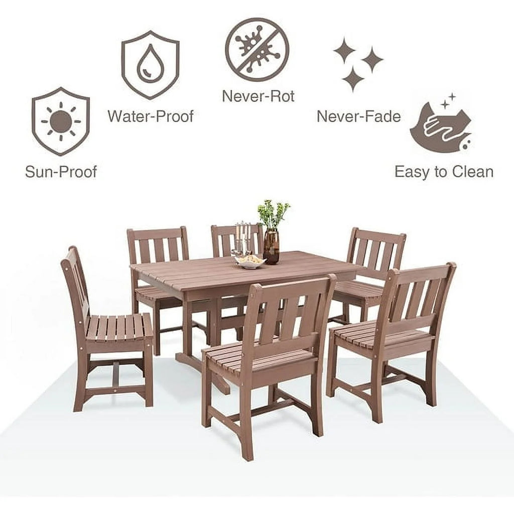 Brown 6-Person Poly Lumber Outdoor Dining Table Z2131