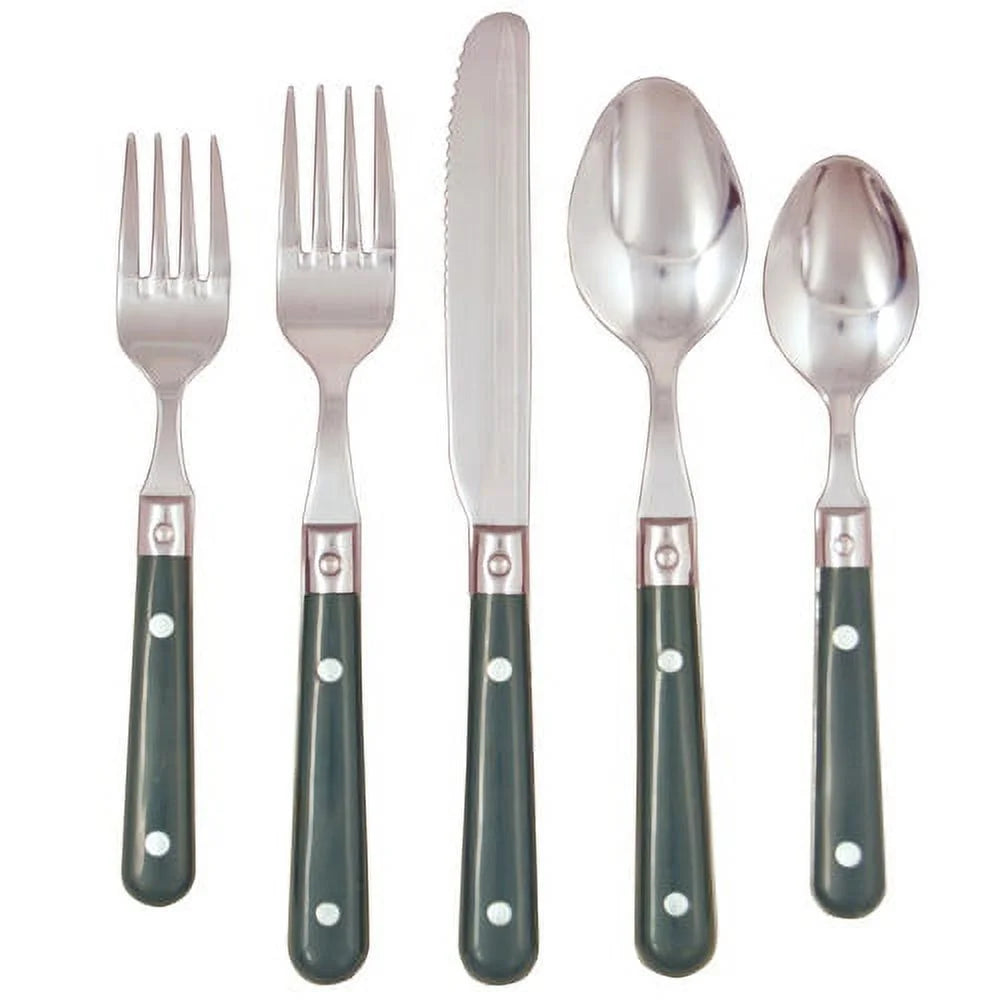 20-Piece Stainless Steel Flatware Set, Black, Service for 4 I1819
