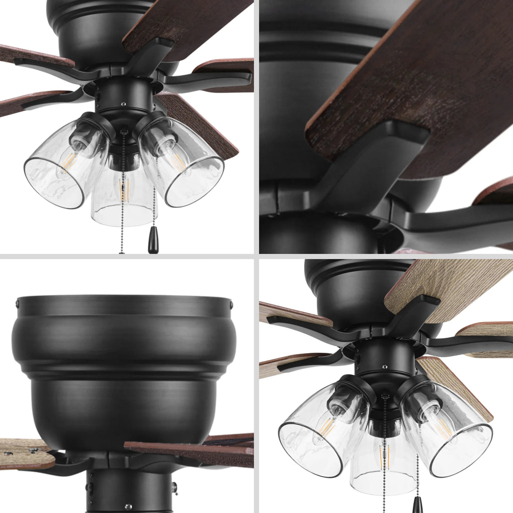 42" Matte Black Indoor Ceiling Fan with Lights W459