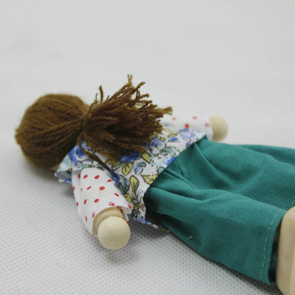 Small Wooden Toys Set Dressed Family Dolls (8) S7835