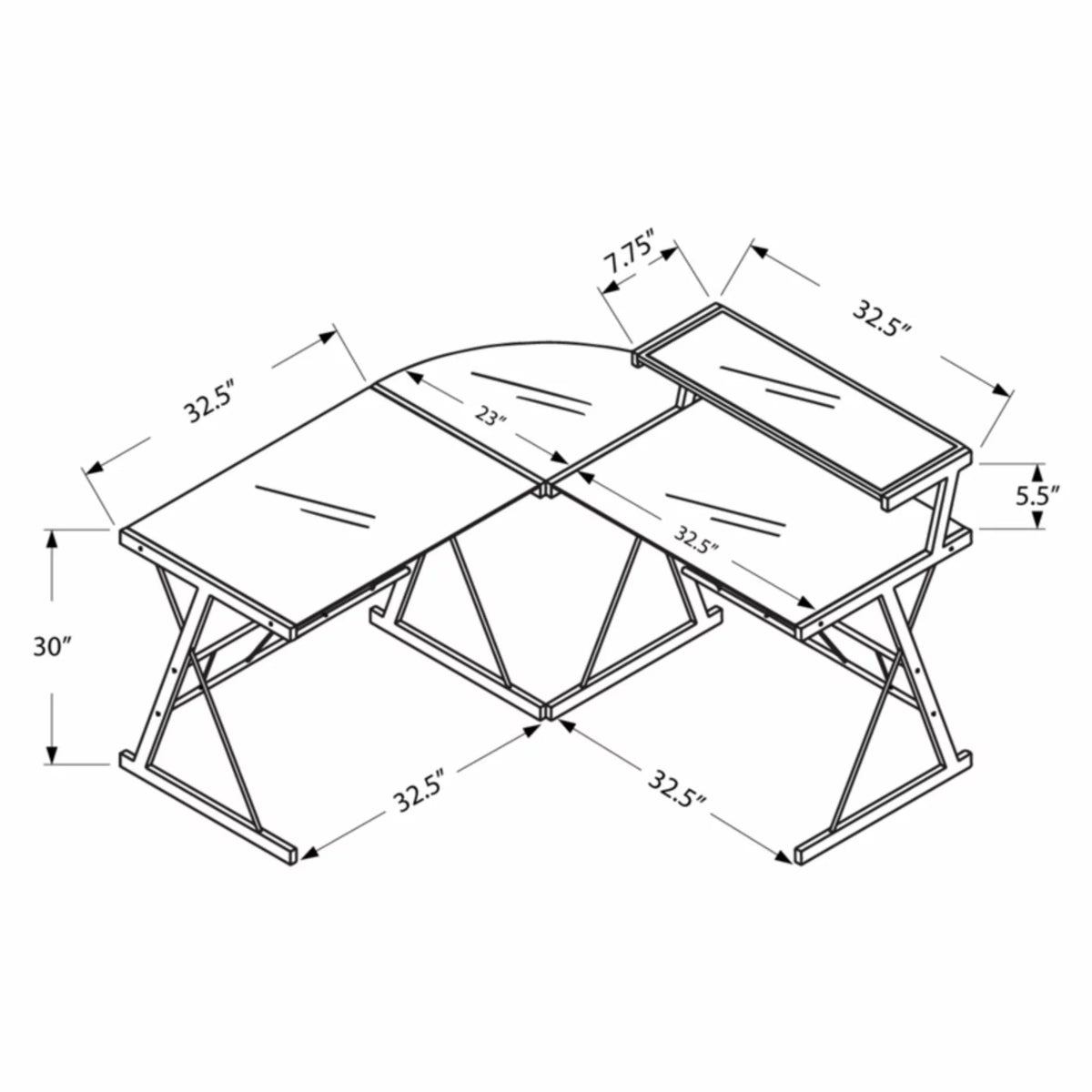 Black L Shape Computer Desk P7338