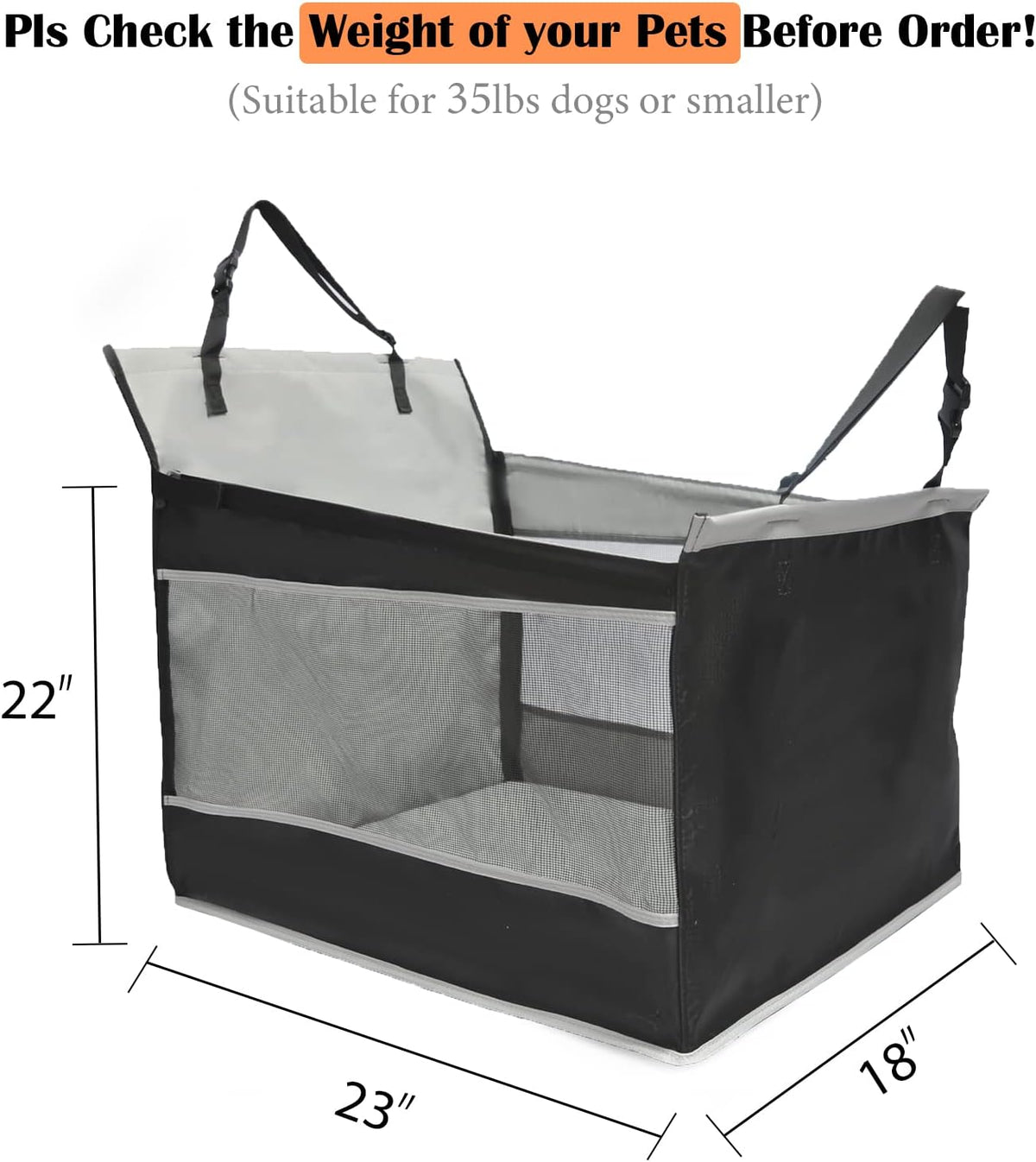 Dog Car Seat for Large Dogs with Seat Extender E740772