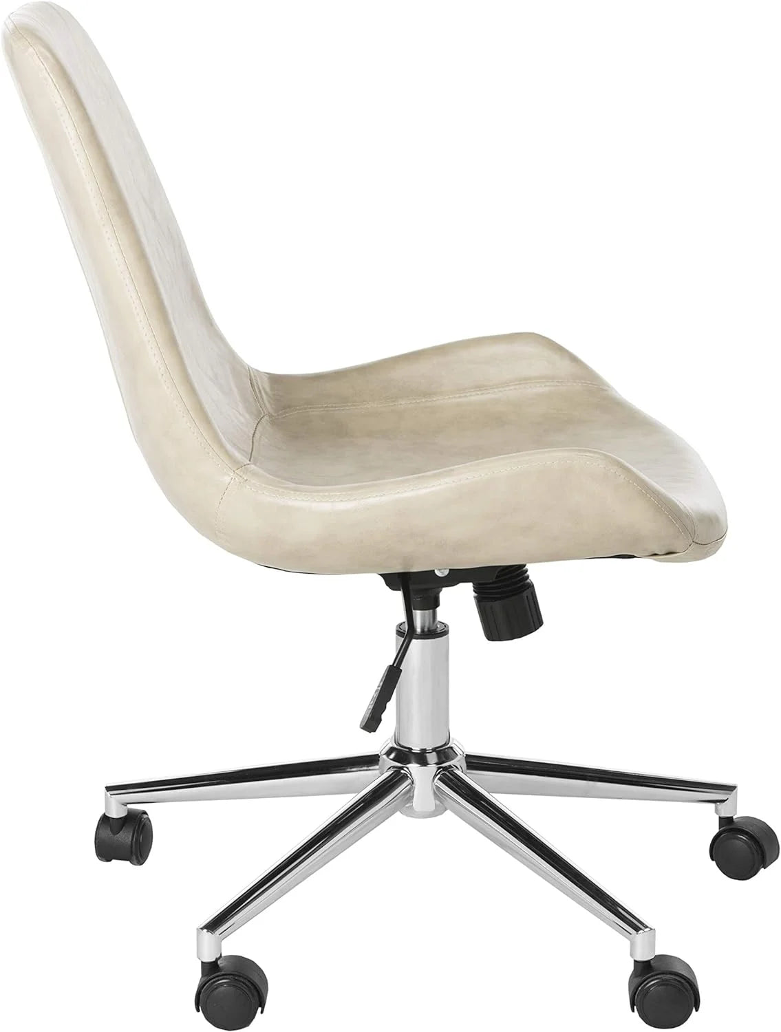 Beige Faux Leather Swivel Adjustable Office Desk Chair B206
