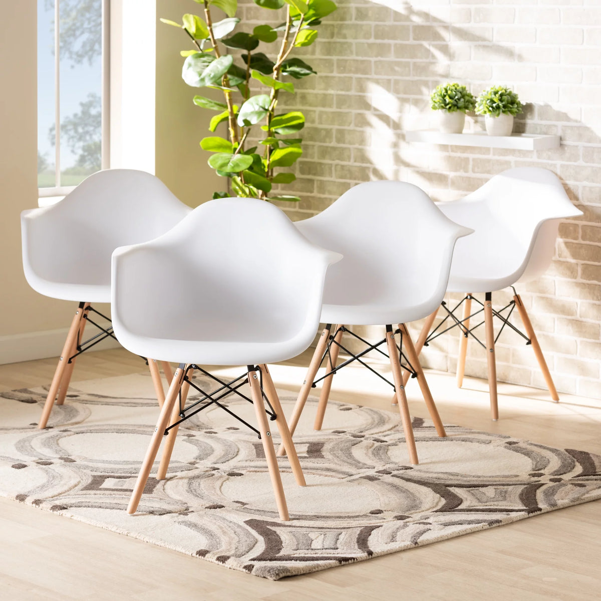 White Dining Chair Set of 4 E738
