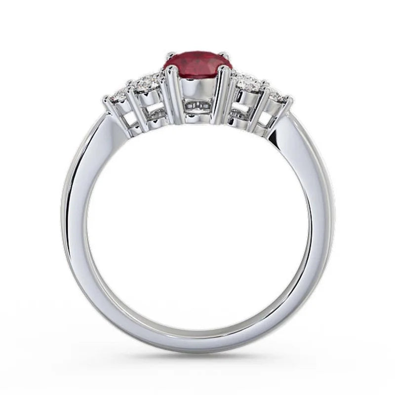 14K White Gold Oval Cut Ruby Solitaire Engagement Ring Size 10.5 U31789